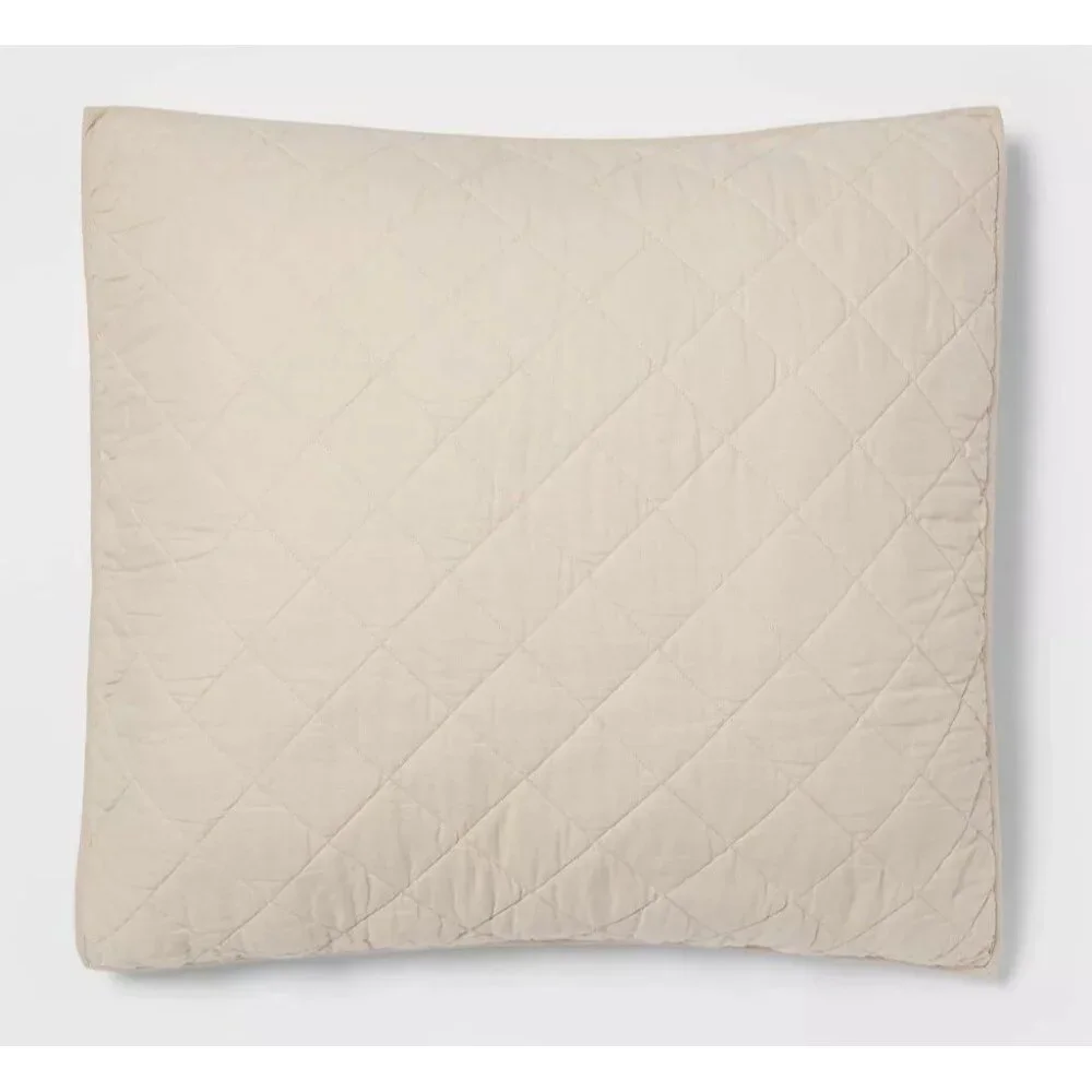 Threshold Light Khaki Diamond Stitch Linen & Cotton Quilted 26